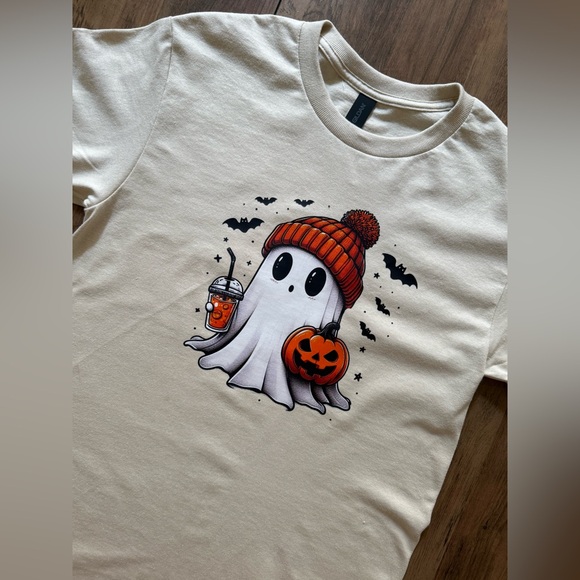Cream Halloween Ghost Graphic Tee - Picture 2 of 3